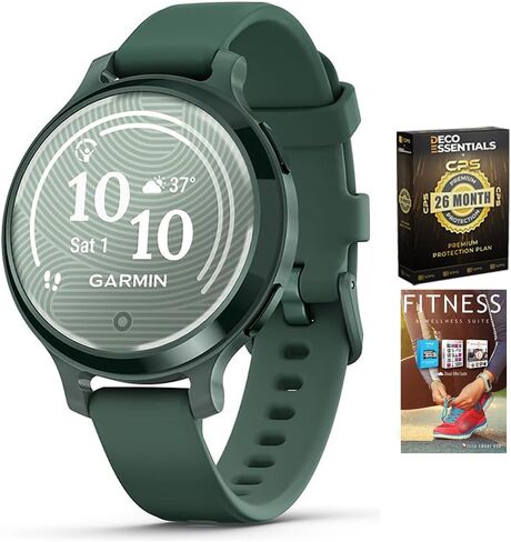 Garmin 010-02891-01 Lily 2 Active Smartwatch Silver with Purple Jasmine Silicone Band Bundle with Tech Smart USA Fitness & Wellness Suite and 2 YR CPS Enhanced Protection Pack in Kuwait