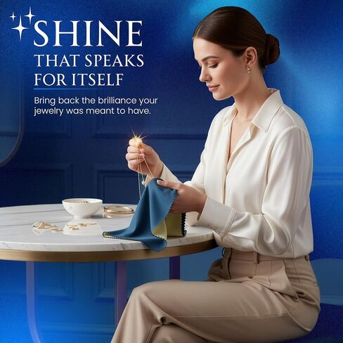 Blitz Premium XL 2-Ply Jewelry Cleaning and Polishing Cloth with Tarnish Inhibitor for Gold, Silver, and Platinum, Made in the USA, Nontoxic and Environmentally Friendly, 1-Pack, Blue in Kuwait