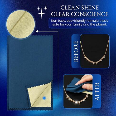 Blitz Premium XL 2-Ply Jewelry Cleaning and Polishing Cloth with Tarnish Inhibitor for Gold, Silver, and Platinum, Made in the USA, Nontoxic and Environmentally Friendly, 1-Pack, Blue in Kuwait