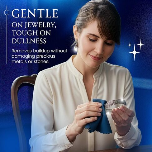 Blitz Premium XL 2-Ply Jewelry Cleaning and Polishing Cloth with Tarnish Inhibitor for Gold, Silver, and Platinum, Made in the USA, Nontoxic and Environmentally Friendly, 1-Pack, Blue in Kuwait