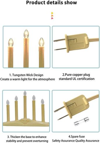 3 شموع شموع كهربائية عتيقة خفيفة، مصابيح شموع نافذة عيد الميلاد، قواعد عاجية مع 4 مصابيح C7 (2 احتياطية) لعطلة زينة عيد الميلاد المنزلية in Kuwait