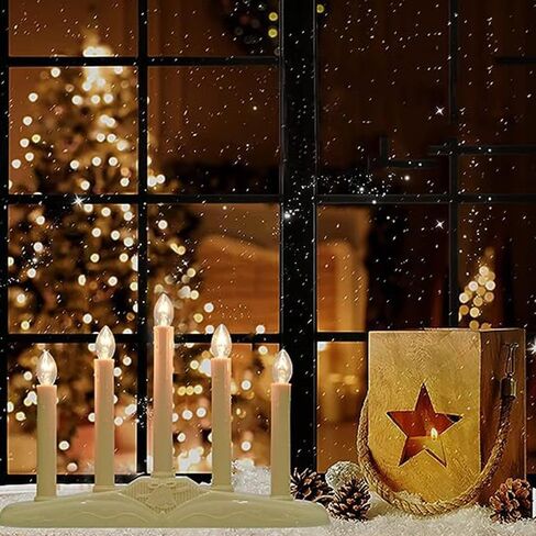 3 شموع شموع كهربائية عتيقة خفيفة، مصابيح شموع نافذة عيد الميلاد، قواعد عاجية مع 4 مصابيح C7 (2 احتياطية) لعطلة زينة عيد الميلاد المنزلية in Kuwait