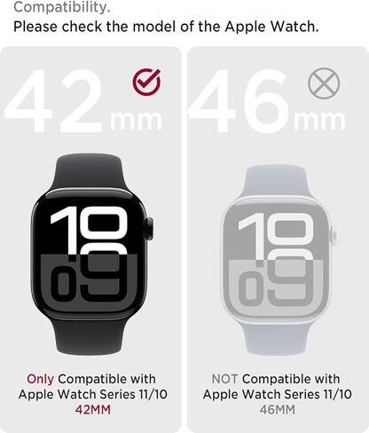 MIIMALL CASE مقاوم للماء لـ Apple Watch 10 CASE 42 مم مع واقي شاشة زجاجي مقسى ، غطاء مصدٍ نحيف مع زجاج عالي الدقة ، غطاء واقعي للكمبيوتر الشخصي لسلسلة IWATCH 10 42 مم ، أسود in Kuwait