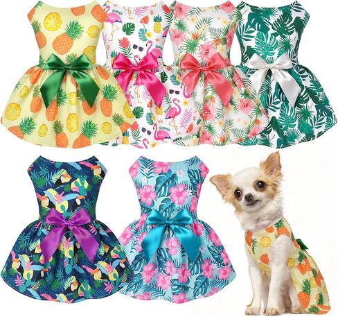 5 Pack Girl Dog Clothes Floral Summer Puppy Princess Bowknot Dog Dresses for Small Dogs Girl Clothes Cute Outfits for Boys Girls Pets Cats Dogs (X-Small, Floral Summer) in Saudi Arabia