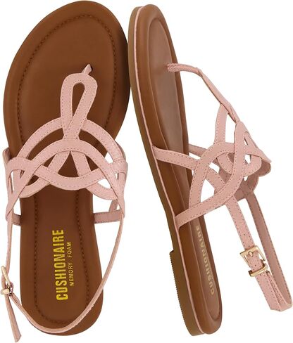 صندل جوديت مسطح للسيدات من CUSHIONAIRE + إسفنج مريح، متوفر بعرض واسع in Kuwait