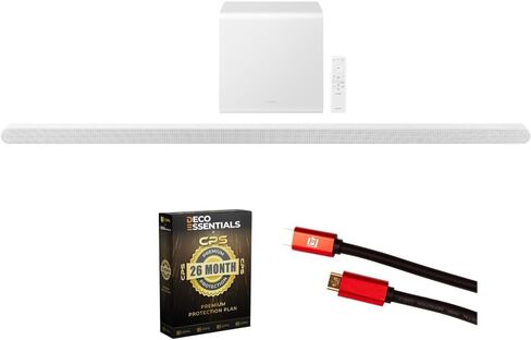 Samsung HW-LS60D Photo Music Frame Smart Dual Speaker Dolby Atmos w/Q-Symphony (2024) Bundle with 2X 4K HDMI Cable & Deco Gear CPS Exclusive 26 Month Protection Pack (BEACH-CPS-26500) in Kuwait