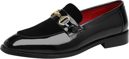 ELANROMAN Mens Dress Loafers Classic Patent Velvet Penny Tuxedo Shoes in Kuwait