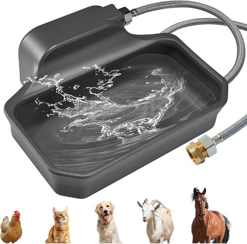 Automatic Water Dispenser for Dogs 1 Gallon, Large Dog Water Bowl Dispenser for Outdoor, Pet Water Bowl Feeder for Livestock, Dog Waterer for 3/4" Faucet, Easy to Install, Large Drinking Area, Gray in Kuwait