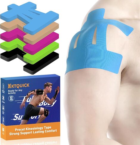 KTQUICK Precut Kinesiology Tape for Shoulder, 12 PCS, 20% Stronger Adhesive in Kuwait