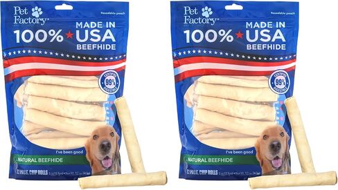 Pet Factory 100% Made in USA Beefhide 5" Chip Rolls Dog Chew Treats - Natural Flavor, 22 Count/1 Pack in Saudi Arabia