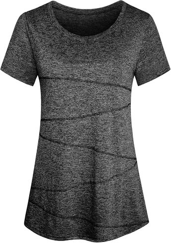 Kimmery Workout Tops for Women Short Sleeve Shirts for Women Quick Dry Line Decor Yoga Tops in Kuwait