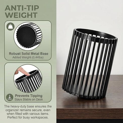 Black Pen Holder for Desk, Metal Pen Caddy Pencil Cup, Cute Makeup Brushes Cup, Desktop Makeup Brush Holder, Metal Desk Organizers and Accessories, Office Accessories Aesthetic in Kuwait