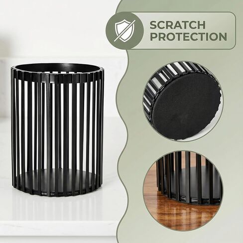 Black Pen Holder for Desk, Metal Pen Caddy Pencil Cup, Cute Makeup Brushes Cup, Desktop Makeup Brush Holder, Metal Desk Organizers and Accessories, Office Accessories Aesthetic in Kuwait