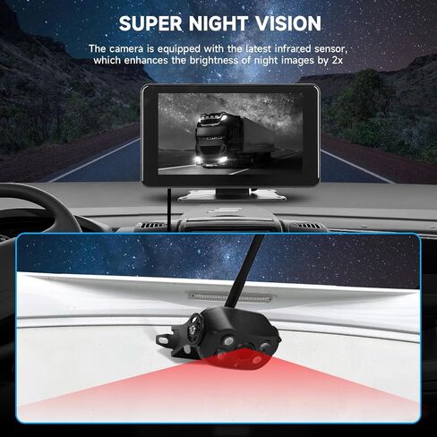 Back Up Camera for Truck & RV – Wireless Backup Camera for Trailer with 7″ 1080P HD Monitor – IP67 Waterproof Reverse Camera with BSD & Night Vision for Camper, Vehicle Backup, Car, Van and SUV in Kuwait