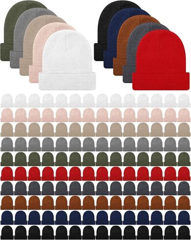 80 Pcs Winter Beanie Hats Bulk for Women Men Cozy Knitted Cuffed Skull Cap Soft Ski Hat for Homeless Gift Donation in Kuwait