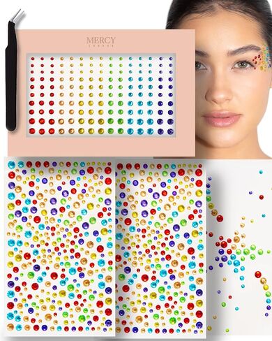 MERCY LONDON Face Gems in Clear, Self Adhesive Makeup Face Gem Stickers, 4 Sheets, Reusable Eye Gems, DIY Face Gems in Kuwait