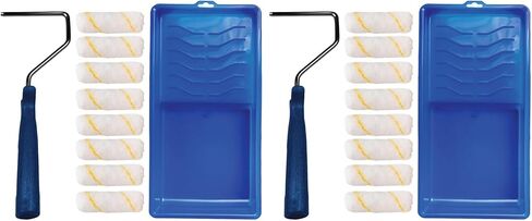 Pro Grade - Paint Roller Tool Kit - 10 Piece Painting Set - Mini Plastic Paint Tray Set, Mini Roller Frame,Microfiber Roller Covers in Saudi Arabia