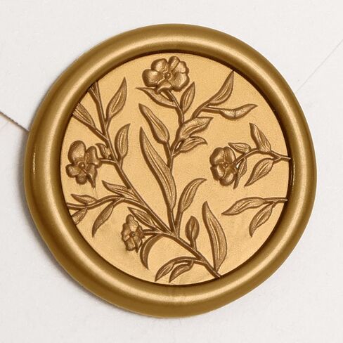 UNIQOOO Wax Seal Stickers - 3D Flower Wedding Invitation Envelope Seal Stickers, 50 Pcs Self- Adhesive Antique Gold Stickers, Perfect for Invitation, Christmas, Gift Wrapping in Kuwait