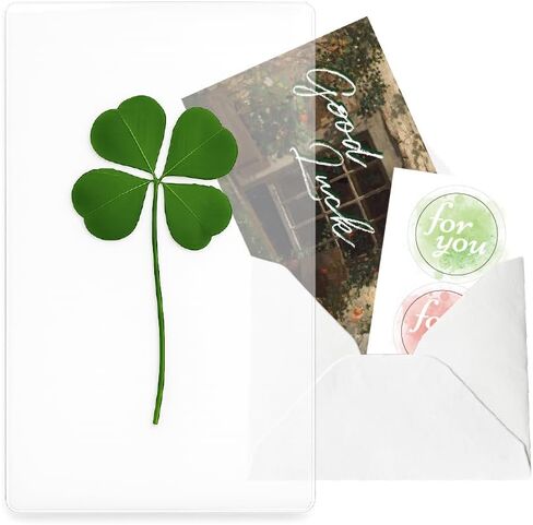 إشارة مرجعية مجزأة حقيقية من أربع أوراق ، مرجعية أنيقة ، هاتف ذكي ، هدية مطلية بالمحفظة ، شكرًا لك بطاقة البرسيم المكونة من أربع أوراق (بطاقة فنية رائعة) in Kuwait