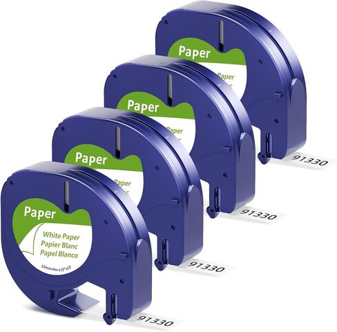 8 Pack Paper White Tape Replacement for Dymo LetraTag Refills 1/2" x 13' Paper Label Tape Dymo Label Maker Refills 91330 Compatible with Dymo LetraTag LT-100T LT-100H 200B in Kuwait