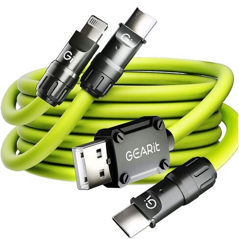 GEARit 100W 4-in-1 Charging Cable - Fast-Charging Flat (4.6 Feet) USB-C to USB-C Cable with USB-A & Lightning Connectors - Universal Multi Device Cord - Compatible with iPhone, MacBook Pro 4.6ft in Kuwait
