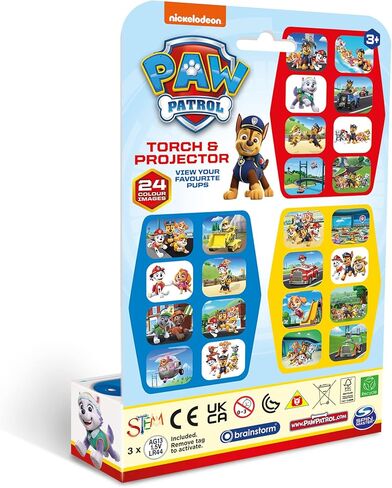 Brainstorm Paw Patrol Nickelodeon Torch & Projector - مصباح يدوي محمول ولعبة صور، 24 صورة كرتونية ملونة، مشروع 1 متر، للأطفال من عمر 3 سنوات فما فوق in Saudi Arabia