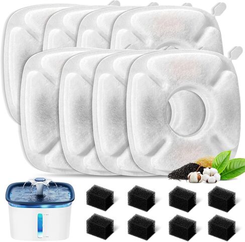 4 Pack Replacement Filters for 3L/3.6L/4.6L/6L/8L Gravity Pet Water Dispenser, Dog Water Filter Replacement, Triple Filtration Pet Fountain Filter, Water Feeder Filter for Cat and Dog in Saudi Arabia