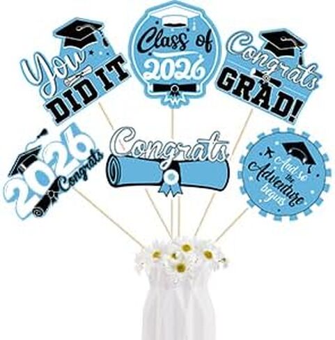 24Pcs Light Blue Graduation Centerpieces for Tables 2025 Graduation Decorations Class of 2025 Graduation Table Tecorations Graduation Party Centerpieces for Tables 2025 Graduation Party Decorations in Kuwait