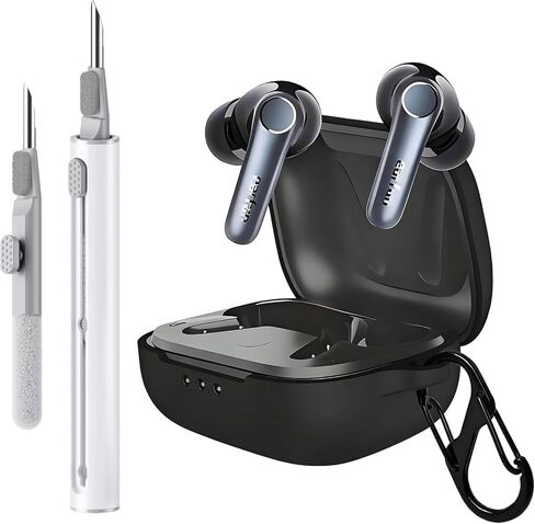 Case Compatible with EarFun Air Pro 4 Earbuds, Soft Silicone Case Cover with Cleaner Kit Shockproof Protective Cover with Carabiner Accessories Keychain (Navy Blue) in Kuwait