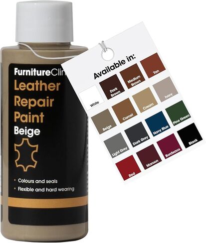 Furniture Clinic Leather Repair Paint | 2-in-1 Seal and Color | Use on Scratches, Tears, and Holes in Car Seats, Furniture | Quick and Easy Leather Repair Kit for Furniture (Dark Grey, 250ml/8.5oz) in Kuwait