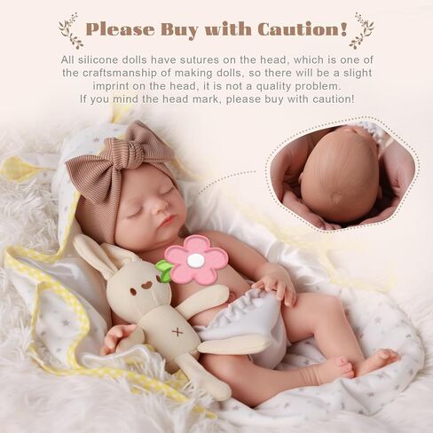 BABESIDE Silicone Reborn Baby Dolls Larry - 16 Inch Realistic Newborn Preemie Baby Doll Girl Silcone Full Body Lifelike Baby Girl Gift with Accessories Kids 3+ & Collectors in Saudi Arabia