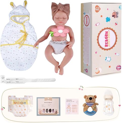 BABESIDE Silicone Reborn Baby Dolls Larry - 16 Inch Realistic Newborn Preemie Baby Doll Girl Silcone Full Body Lifelike Baby Girl Gift with Accessories Kids 3+ & Collectors in Saudi Arabia