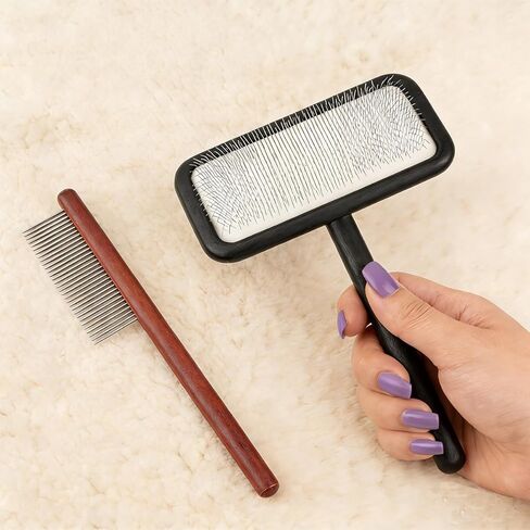 Sheepskin Wool Brush - Carpet Rake Tool for Pet Hair Removal and Household Fabric Care in Kuwait