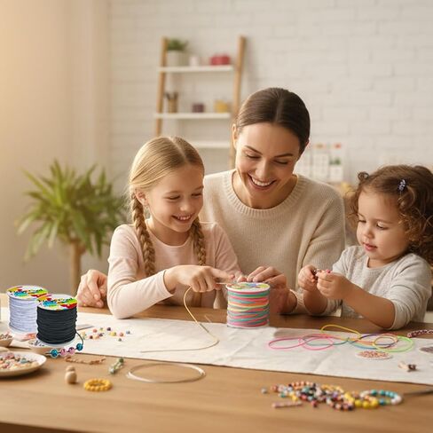 Ewparts Elastic String for Bracelets 1mm Elastic Cord for Jewelry Making Elastic String for Pony Beads Stretchy Beading String for Bracelet 3 Roll Black+Rainbow+White Elastic String for Bracelet in Kuwait