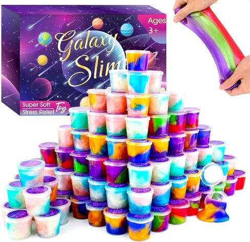 6 Pack Galaxy Slime Egg Set, Vibrant Cosmic-Themed Party Favors, Easter Slime Kit for Girls Boys,Sensory Toys for Kids, Birthday Goodie Bag Fillers, and Classroom Rewards, Stretchy and Mess-Free in Saudi Arabia