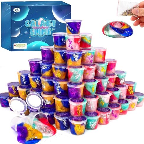6 Pack Galaxy Slime Egg Set, Vibrant Cosmic-Themed Party Favors, Easter Slime Kit for Girls Boys,Sensory Toys for Kids, Birthday Goodie Bag Fillers, and Classroom Rewards, Stretchy and Mess-Free in Saudi Arabia