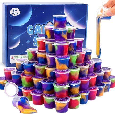 6 Pack Galaxy Slime Egg Set, Vibrant Cosmic-Themed Party Favors, Easter Slime Kit for Girls Boys,Sensory Toys for Kids, Birthday Goodie Bag Fillers, and Classroom Rewards, Stretchy and Mess-Free in Saudi Arabia