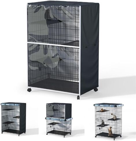 Outdoor Cat House Cover 600D Heavy Duty Waterproof Full Coverage Large Cat House Cover Walk-in Cat Cage Cover L63“ X W30" X H70" (Only Cover) in Kuwait