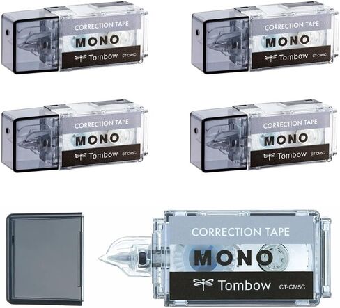 Tombow CT-CM5C10-5P MONO Mono Pocket Correction Tape, Tape Width 0.2 inches (5 mm) x 13.1 ft (4 m), Black, 5 Pieces in Kuwait