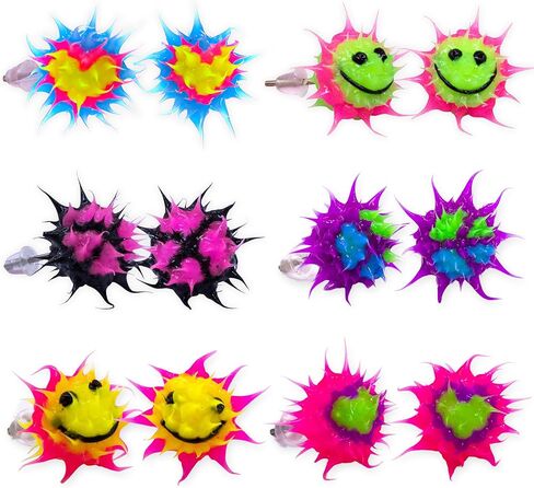 6 Pairs Y2K Earrings Set for Women, Cute Funky Glow in the Dark Silicone Kawaii Earrings for Teens, Smiley Face Earring Sets for Teen Girls, Kidcore Alt Girl Aesthetic Jewelry Accessories in Kuwait