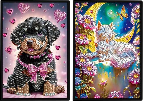 DCIDBEI 2 Pack DIY Diamond Painting Noteber Tiger Horse A5 فارغة الماس Diamond Paintbook Sketchbook Book Rhinestone Craft Diamond Art Notebook طلاب 50 أوراق Diamond Journal Kits in Kuwait