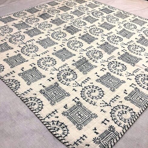 لحاف قطن 100% من Trade Star مطبوع عليه كتلة يدوية لحاف أطفال ذو وجهين، تصميم هندي مبطن فائق النعومة، بطانية أطفال مصنوعة يدويًا، بطانية بطانية عرقية للأطفال الصغار (نمط 5) in Kuwait