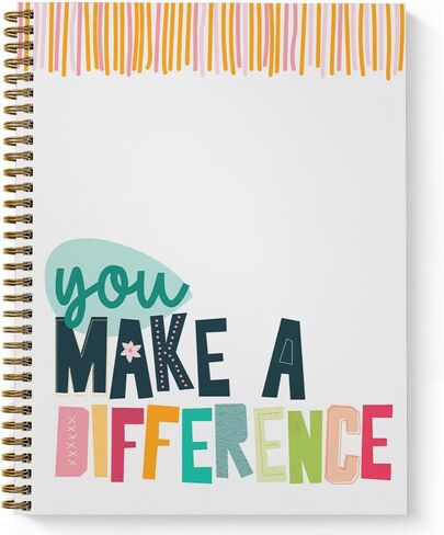 Softcover Work of Heart 8.5" x 11" Teacher Spiral Notebook/Journal, 120 College Ruled Pages, Durable Gloss Laminated Cover, White Wire-o Spiral. Made in the USA in Saudi Arabia