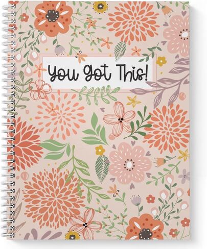 Softcover Work of Heart 8.5" x 11" Teacher Spiral Notebook/Journal, 120 College Ruled Pages, Durable Gloss Laminated Cover, White Wire-o Spiral. Made in the USA in Saudi Arabia