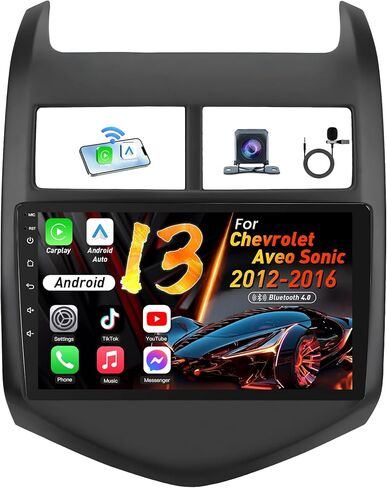 سيارة راديو ستيريو للسيارة لـ Chevy Aveo Sonic 2012-2016: 9 بوصات 1280 * 800p شاشة اللمسات اللاسلكية/Android Auto 5g WiFi GPS Navigation Bluetooth SWC DSP FM/RDS in Kuwait