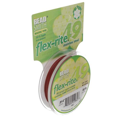 Beadsmith Flex-rite 49 Strand Beading Wire - Metallic Satin Gold - .014" 30 ft (.018 inches, Metallic Satin Gold) in Saudi Arabia