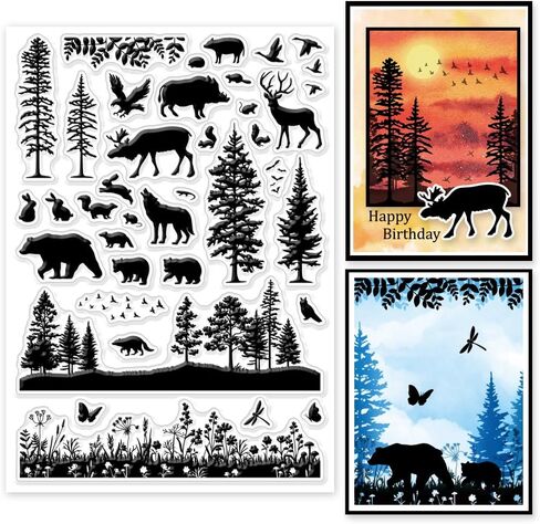 GLOBLELAND Realistic Tropical Animals Clear Stamps for DIY Scrapbooking Elephant Silicone Stamp Seals Lion Tiger Transparent Stamps for Cards Making Photo Album Journal Decoration 8.27×5.83inch in Kuwait