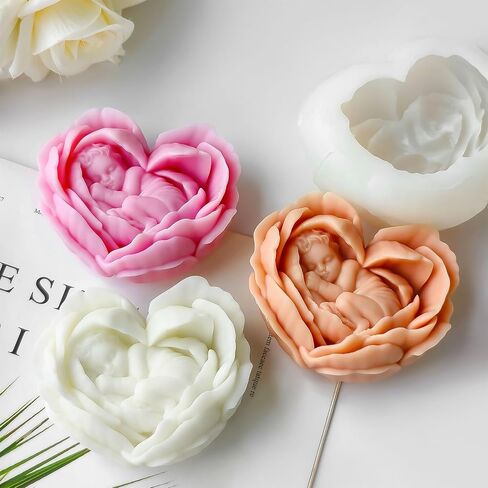 Peony Candle Mold for Candle Making, 3 Cavity Flower Silicone Molds for Epoxy Resin Wax Soap Clay Plaster Tealight Candles Crafts Casting Home Décor Handmade Gifts in Saudi Arabia