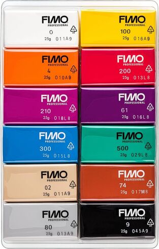STAEDTLER 8043 C12-1 FIMO Professional Oven-Hardening Polymer Modelling Clay - Assorted Colours (Pack of 12 x 25g Blocks) in Kuwait