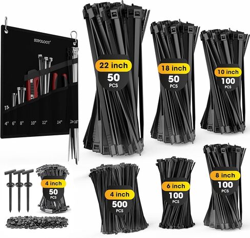 zip ties heavy duty ، 22+12 بوصة 100pcs صناعة الكابلات الصناعة ， 250 رطلا قوة الشد 0.5 بوصة ， علاقات سلكية كبيرة قابلة للتعديل لفات النايلون للداخلية في الهواء الطلق in Kuwait